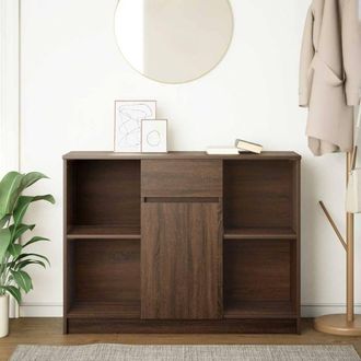 Berkfield Home Sideboard with Drawer Brown Oak 101x35x76 cm Engineered Wood | Size: 101 x 35 x 76 cm
