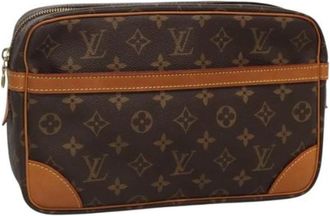 Louis Vuitton Pre-owned Canvas clutches - Dames - Vintage Tassen - Bruin - ONE Size - Leer - Vintage