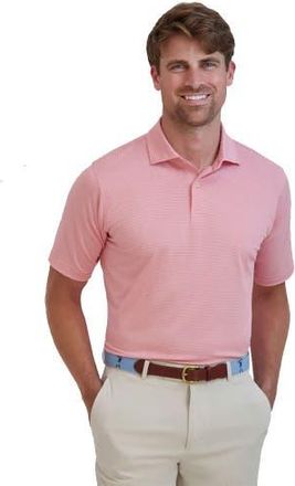 Fairway & Greene Mini Stripe Mens Golf Polo in Coral at Nordstrom, Size X-Large