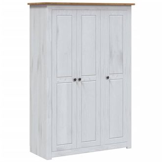 Berkfield Home 3-Door Wardrobe White 118x50x171.5 cm Pine Panama Range