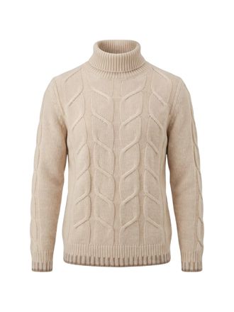 Altea Cream Cable Knit Virgin Wool-Blend Sweater