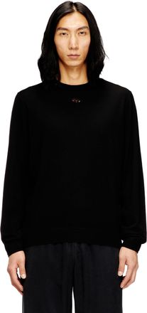 Diesel Wool jumper with cut-out logo - Knitwear - Man - Black
