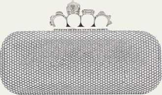 Alexander McQueen Punk Four Ring Rhinestone Leather Clutch Bag