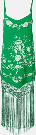 Camilla Embellished embroidered fringed silk minidress