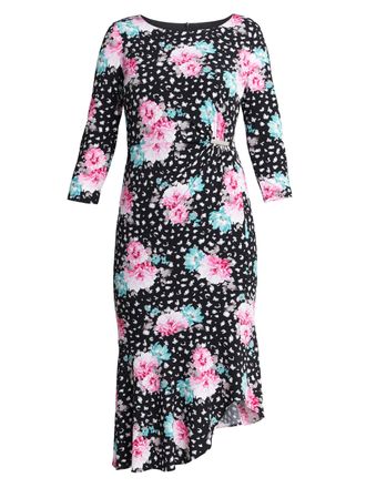 Gina Bacconi Womens Alise Jersey Dress With Gold Trim - Black - Size 20 UK