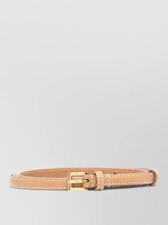 Prada contrast stitching leather belt gold tone buckle