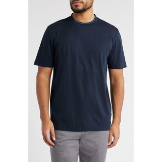 BOSS Tessler Tipped Cotton Crewneck T-Shirt in Dark Blue at Nordstrom Rack, Size Xx-Large
