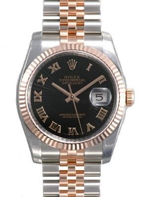 Rolex Pre-owned Rolex Oyster Perpetual Black Sunburst Dial Mens Watch 116231BKSBRJ
