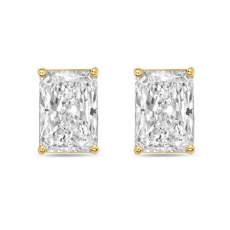 Diana M. Jewels 14Kt Yellow Gold 2.50 cts Lab Grown Radiant Cut Diamond Studs