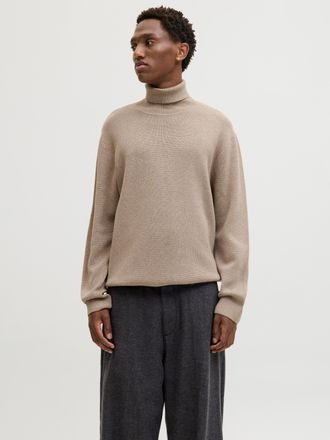 Jack & Jones Rollkragenpullover JACK & JONES JPRBLAMILANO STITCH KNIT ROLL NECK, Herren, Gr. XS, greige detail:melange, Strick, Obermaterial: 100% Baumwolle, melie