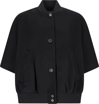 Max Mara Kasjmier cape met korte mouwen - Zwart