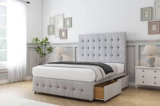Comfort Beds Florence Naples Divan Base 2 Drawers - 26 Headboard-Footboard in Silver | Size: Small Single