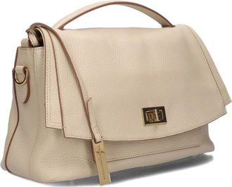 Smaak Tassen, Dames, Beige, ONE Size, Leer, Beige Leren Schoudertas Ida