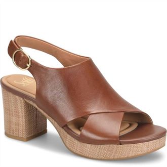 S&ouml;fft Womens Liv Leather Platform Heel Sandals In Golden Brown