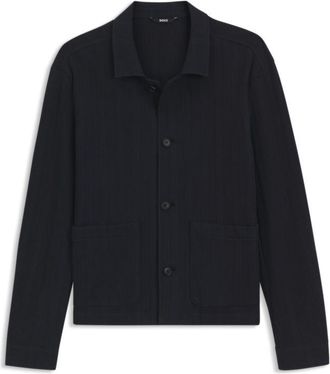 BOSS Relaxed-fit overshirt in striped cotton