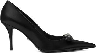 Versace 85 mm Gianni Ribbon leren pumps - Zwart
