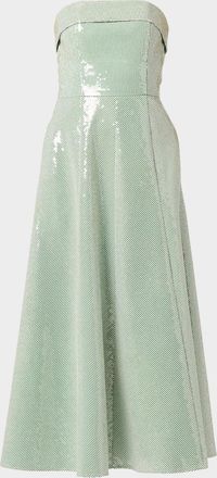 Shoshanna Kirara Strapless Striped Sequin Midi Dress