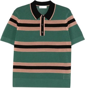 Dries Van Noten Tops, Heren, Groen, L, Polyester, Mercy Stripe Polo Shirt