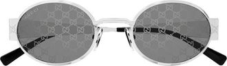 Gucci Oval Metal Frame Sunglasses - Silver