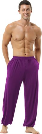 Hoerev Super Soft Modal Spandex Harem Yoga Pilates Trousers,Purplered,XXL