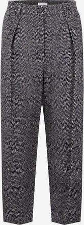 Brunello Cucinelli Verk&uuml;rtze Bundfaltenhose aus Fischgr&auml;t-Tweed