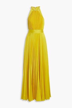 Alice & Olivia Alice Olivia - Alycia pleated satin maxi dress - Yellow - US 4
