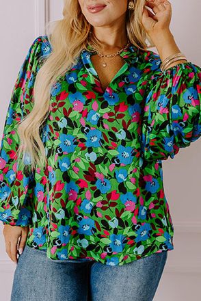 Azura Exchange Bloemmotief Pofmouw Blouse