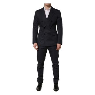 Dolce & Gabbana Cotton Slim Fit Formal 2 Piece Suit - male - Dolce & Gabbana - Double Breasted Suits - Blue - L - Suits
