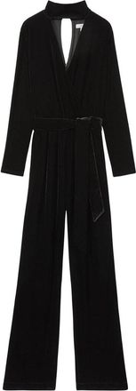 Reiss Vera Wrap Neck Velvet Jumpsuit