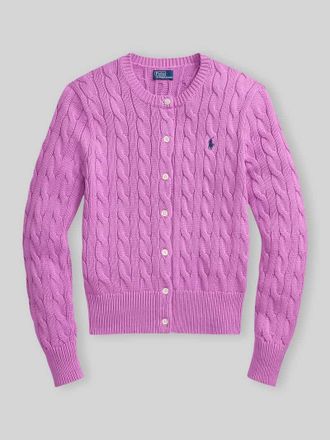 Polo Ralph Lauren Slim Fit Strickjacke aus reiner Baumwolle in Pink, Gr&ouml;&szlig;e XXL