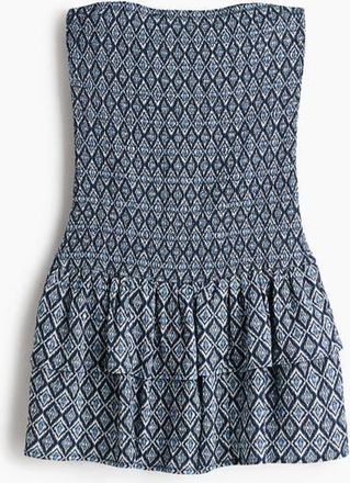 H&M Smocked Tiered Dress in Navy Blue/patterned at Nordstrom, Size Xx-Large