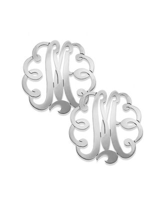 Jane Basch Silver Swirly Script Initial Studs (A-Z)