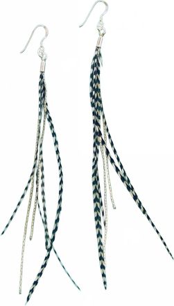 Astali Womens Mini Feather Earrings In Grizzly/silver