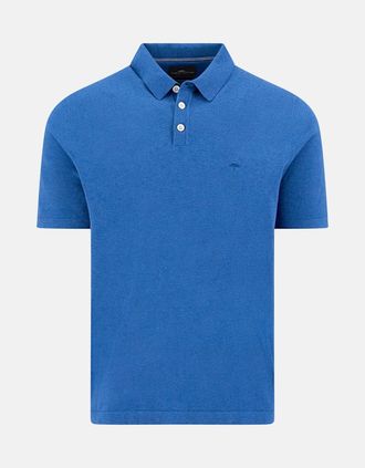 Fynch-Hatton Mens Fine Knit Polo Shirt Harbour Blue - Size: 42