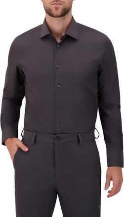 Report Collection Modern Fit Geometric Print 4-Way Stretch Button-Up Shirt in Black at Nordstrom Rack, Size 15.5