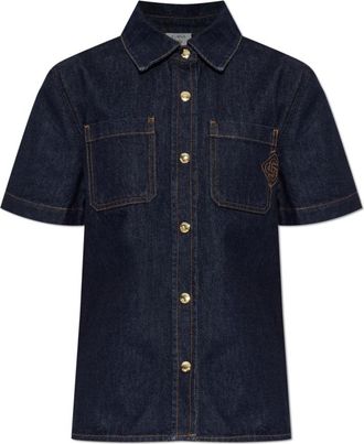 Casablanca Denim Blouse met Korte Mouwen - Dames - Spijkeroverhemden - Blauw - M - Denim - Overhemden