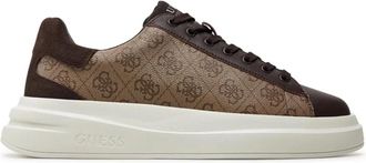 Guess Bruine leren sneakers - Logopatroon - Heren - Sneakers - Bruin - 44 EU - Leer - Schoenen