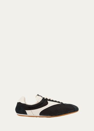 Bottega Veneta Mens Shot Nylon and Leather T-Toe Sneakers