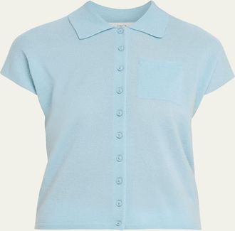 Vince Short-Sleeve Cashmere-Blend Polo Sweater
