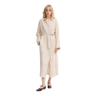 Marc O'Polo Kleedjes, Dames, Bruin, S, Linnen, Linnen Blousejurk