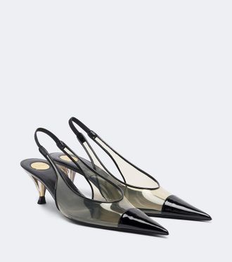 Saint Laurent Fanny leather-trimmed slingback pumps