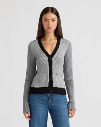 NVLT Womens Color Block Cable Cardigan