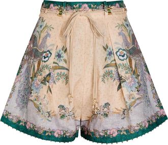 Zimmermann Indra Printed Belted Linen Shorts - Cream - 00 (UK 6 / XS)