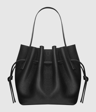 Yuzefi Sac Mini Scallop Tote Cuir Grain&eacute; Black