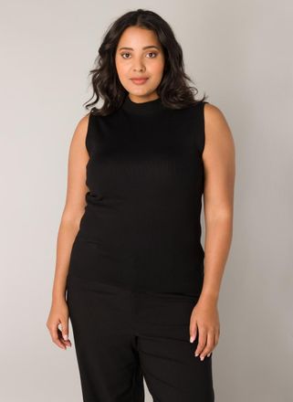 Base Level Curvy Ripptanktop BASE LEVEL CURVY, Damen, Gr. 54/56, schwarz, Feinripp, Obermaterial: 80% Viskose, 20% Nylon, unifarben, figurbetont h&uuml;ftbedeckend, Rundhal