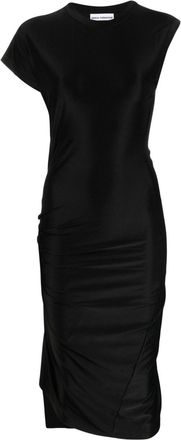 Paco Rabanne asymmetric draped midi dress - women - Viscose/Spandex/Elastane - 36 - Black
