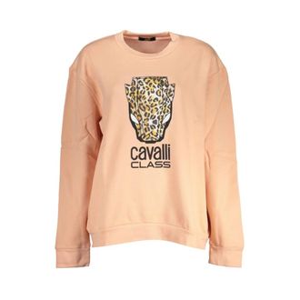 Cavalli Elegant Roze Fleece Sweatshirt - Dames - Sweatshirts - Roze - S - Katoen - Hoodies & sweatvesten