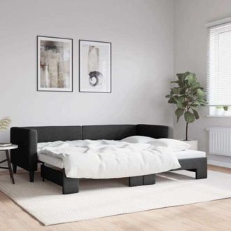 vidaXL Sof&aacute; Cama Nido Tela Negro 80x200 Cm Vidaxl