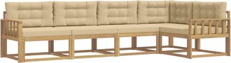 vidaXL Conjunto De Sof&aacute;s De Exterior 4 Uds. Y Beige Poli&eacute;ster Vidaxl
