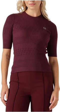 Twinset Bordeaux Rode Viscose Top - Dames - Ronde hals truien - Rood - XL - Wol - Truien & Vesten